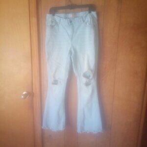 True Luck Women’s Plus Size 16 Distressed Jeans Mid Rise Straight Leg Denim
